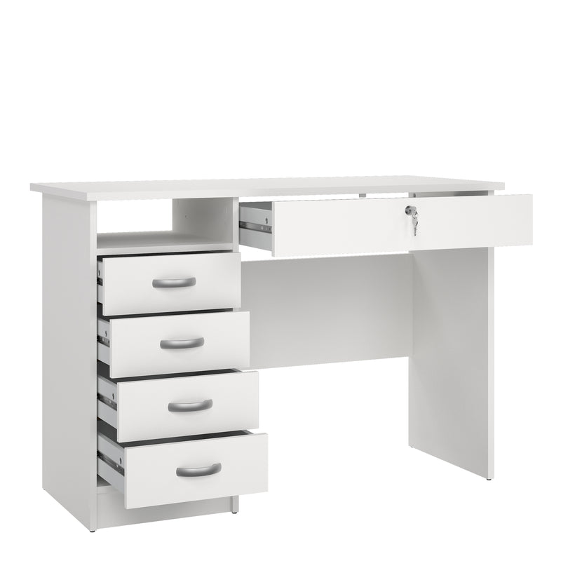 Function Plus Desk 5 Drawers in White — alternative angle