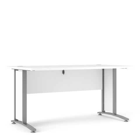 Prima Desk 150cm in White with Silver Grey Steel Legs — front view