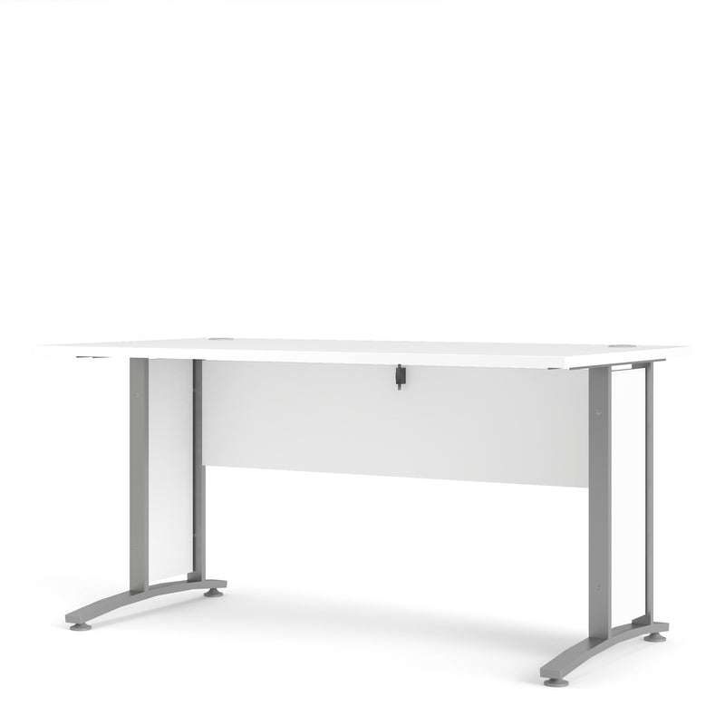 Prima Desk 150cm in White with Silver Grey Steel Legs — detail view