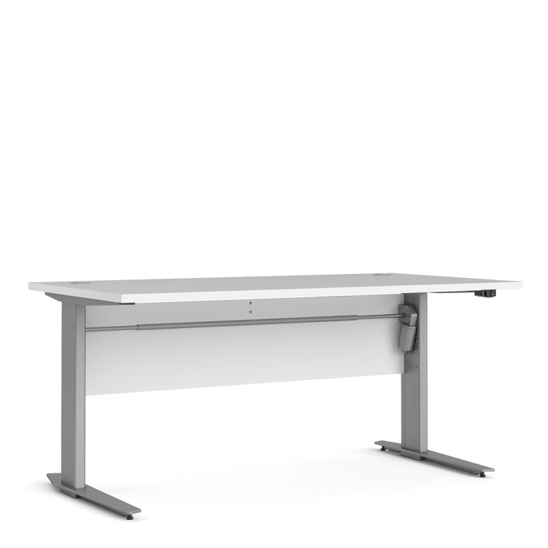 Prima Desk 150cm in White with Height Adjustable Legs with Electric Control in Silver Grey Steel — front view