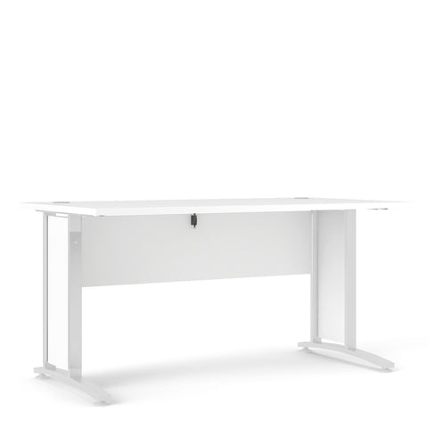 Prima Desk 150cm in White with White Legs — front view