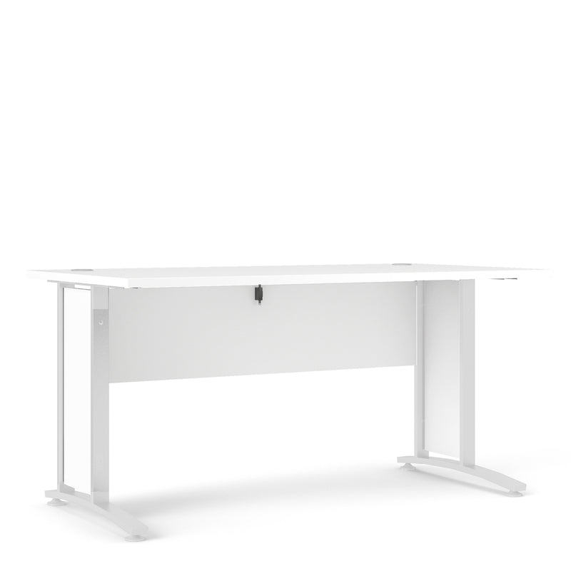 Prima Desk 150cm in White with White Legs — front view
