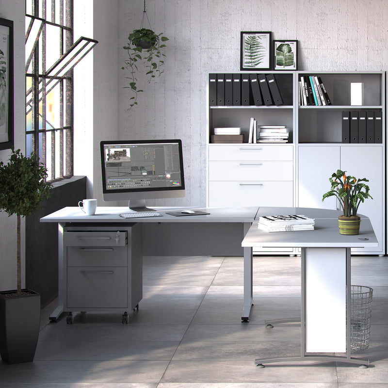 Prima Desk 150cm in White with White Legs — detail view