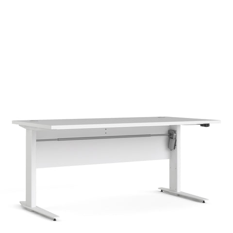 Prima Desk 150cm in White with Height Adjustable Legs with Electric Control in White — front view