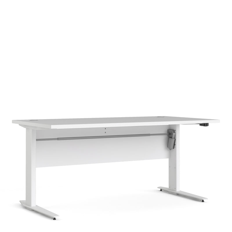 Prima Desk 150cm in White with Height Adjustable Legs with Electric Control in White — front view