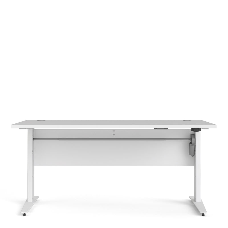Prima Desk 150cm in White with Height Adjustable Legs with Electric Control in White — side angle