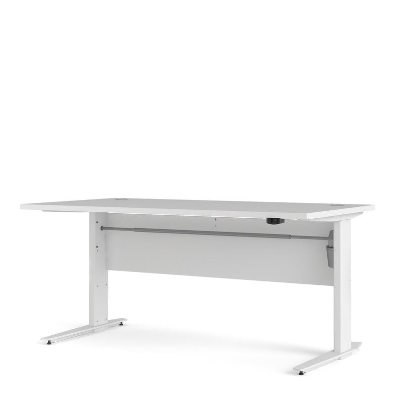 Prima Desk 150cm in White with Height Adjustable Legs with Electric Control in White — detail view