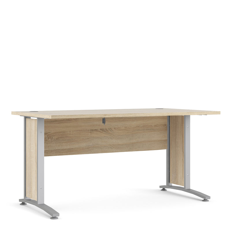 Prima Desk 150cm in Oak with Silver Grey Steel Legs — front view