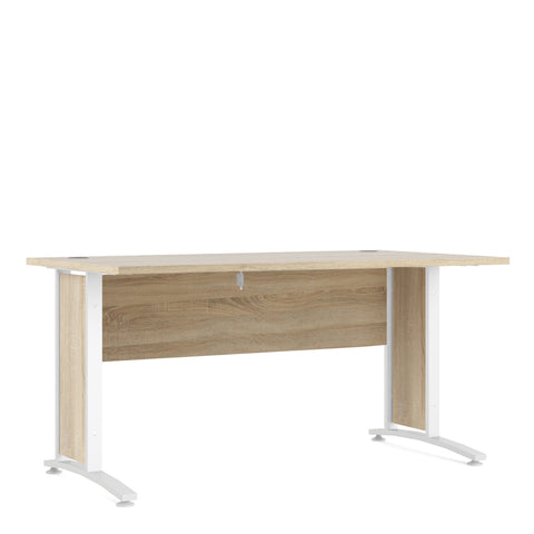 Prima Desk 150cm in Oak with White Legs — front view