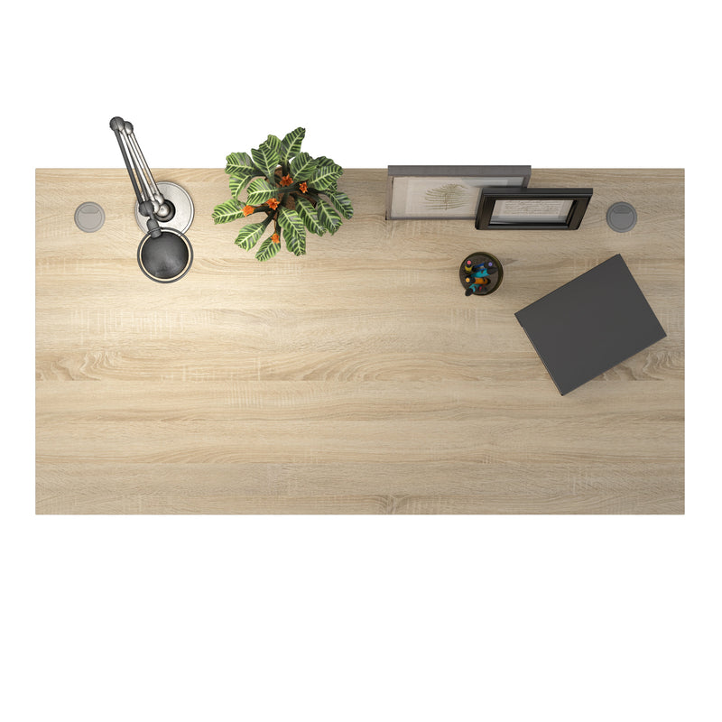 Prima Desk 150cm in Oak with White Legs — detail view