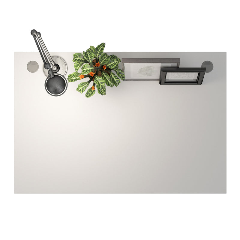 Prima Desk 120cm in White with Silver Grey Steel Legs — alternative angle