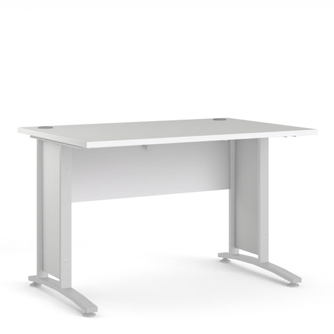 Prima Desk 120cm in White with White Legs — front view
