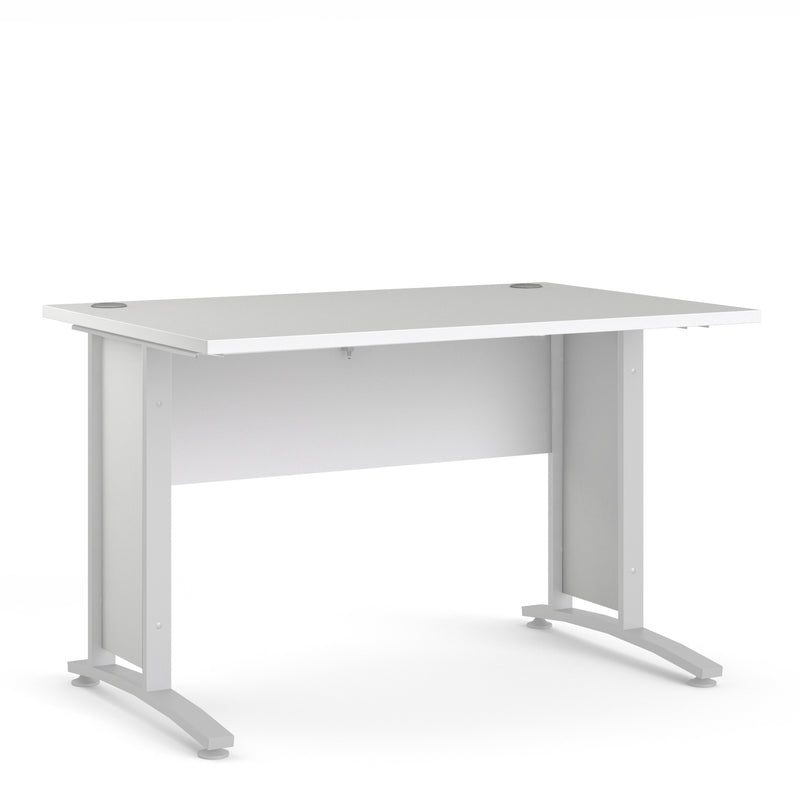 Prima Desk 120cm in White with White Legs — front view