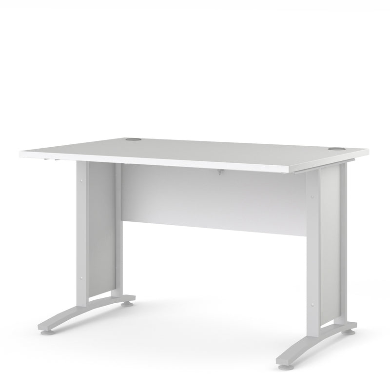 Prima Desk 120cm in White with White Legs — detail view