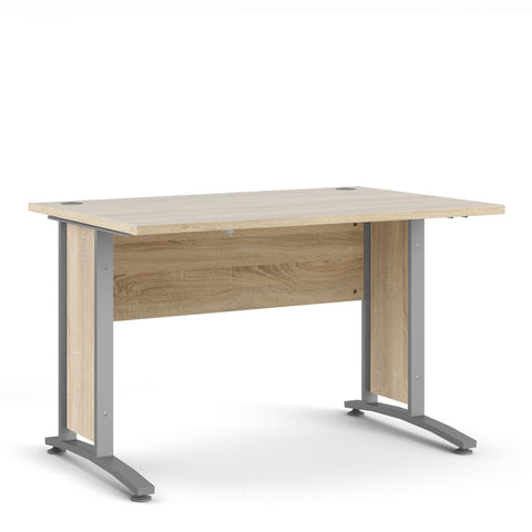 Prima Desk 120cm in Oak with Silver Grey Steel Legs — front view