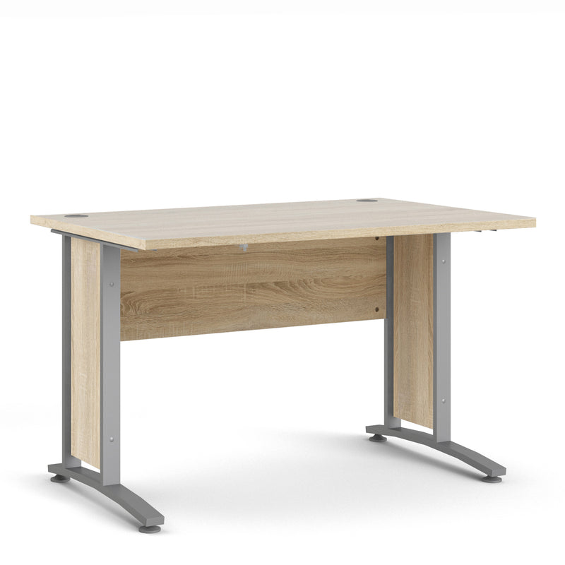 Prima Desk 120cm in Oak with Silver Grey Steel Legs — front view