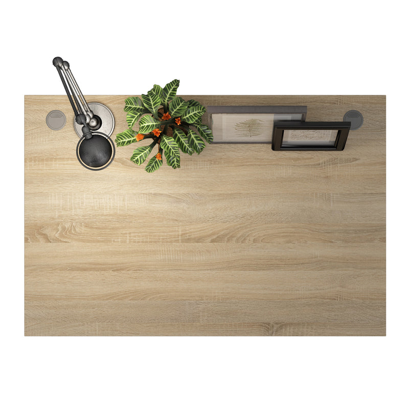 Prima Desk 120cm in Oak with Silver Grey Steel Legs — alternative angle