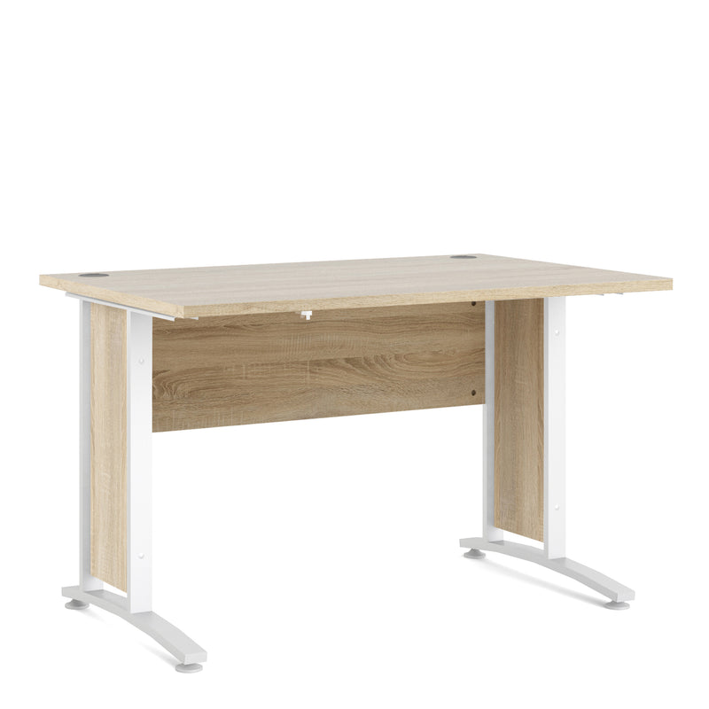 Prima Desk 120cm in Oak with White Legs — front view