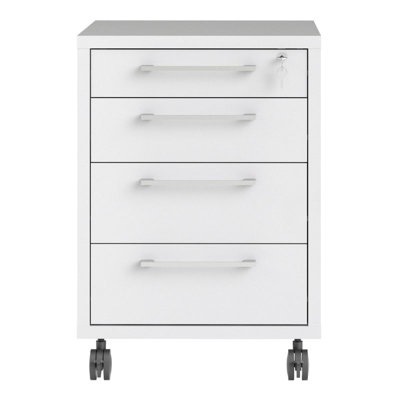 Prima Mobile Cabinet in White — side angle