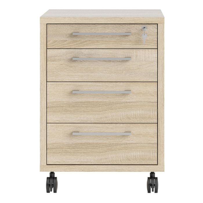 Prima Mobile Cabinet in Oak — side angle