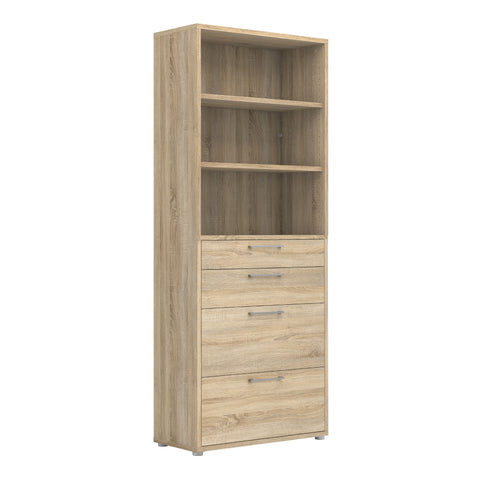 Prima Bookcase 2 Shelves With 2 Drawers 2 File Drawers In Oak — front view