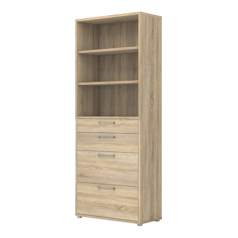 Prima Bookcase 2 Shelves With 2 Drawers 2 File Drawers In Oak — detail view