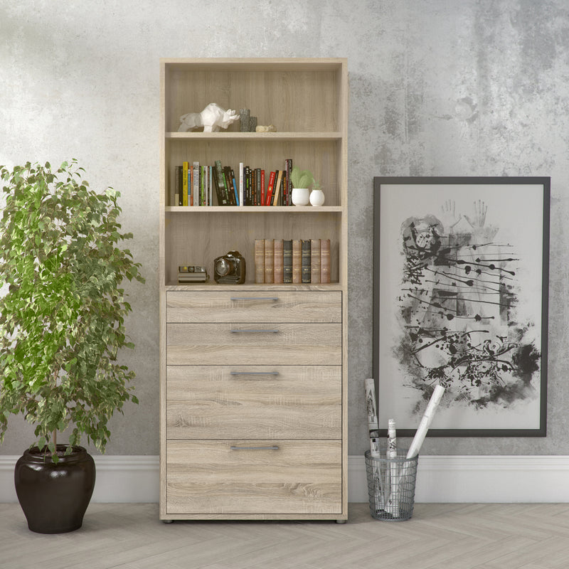 Prima Bookcase 2 Shelves With 2 Drawers 2 File Drawers In Oak — alternative angle