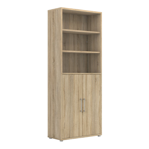 Prima Bookcase 4 Shelves with 2 Doors in Oak — front view