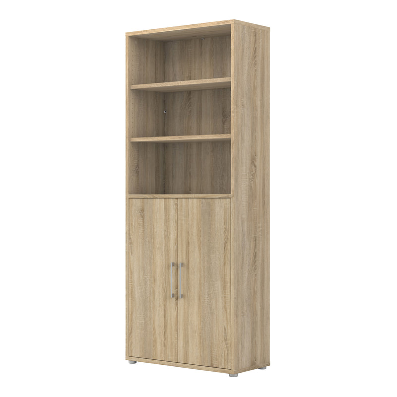 Prima Bookcase 4 Shelves with 2 Doors in Oak — detail view