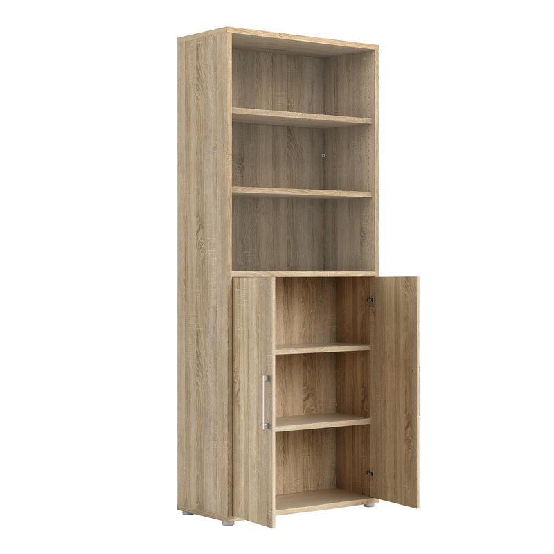 Prima Bookcase 4 Shelves with 2 Doors in Oak — alternative angle