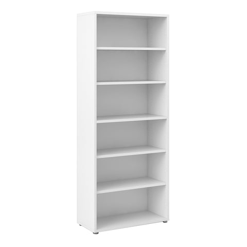 Prima Bookcase 5 Shelves in White — front view