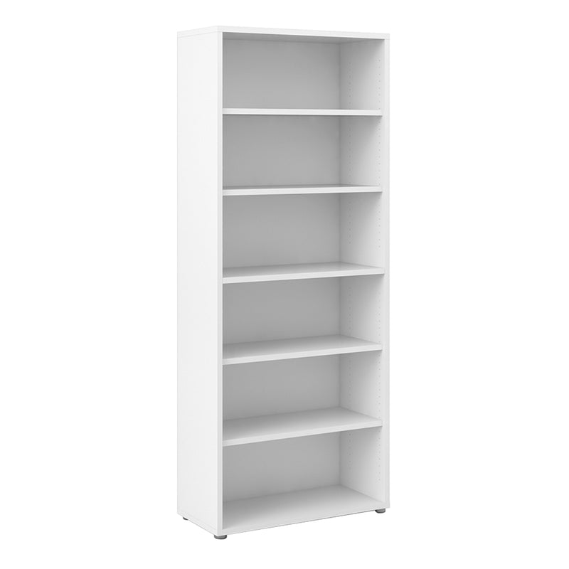 Prima Bookcase 5 Shelves in White — front view