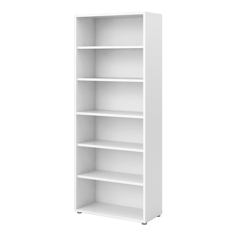Prima Bookcase 5 Shelves in White — detail view