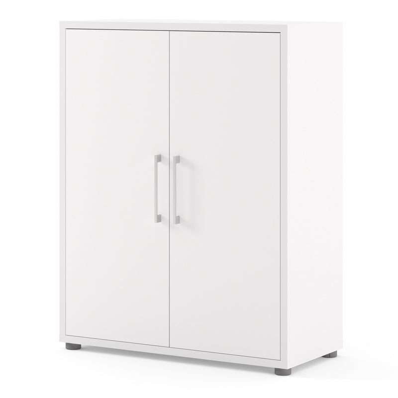 Prima Bookcase 2 Shelves with 2 Doors in White — detail view