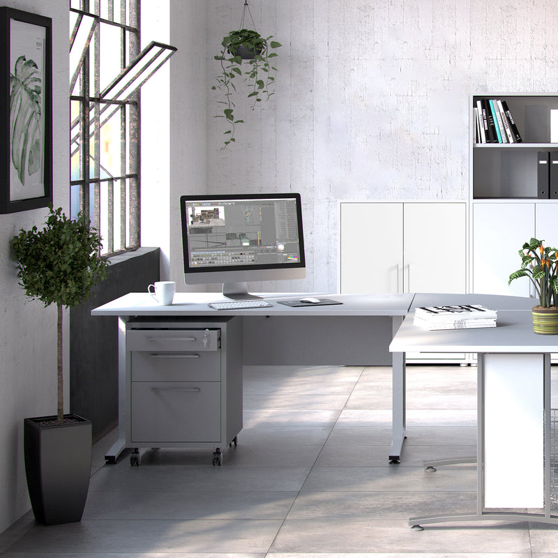 Prima Bookcase 2 Shelves with 2 Doors in White — alternative angle