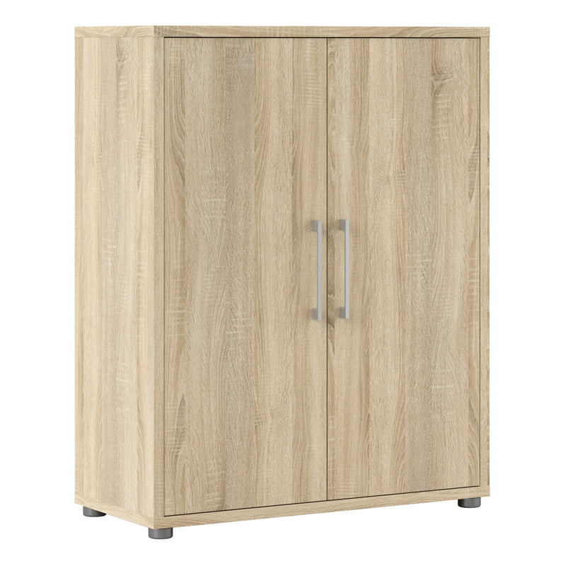 Prima Bookcase 2 Shelves with 2 Doors in Oak — front view