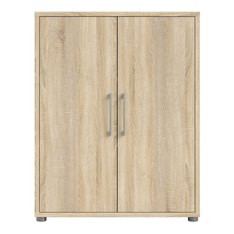 Prima Bookcase 2 Shelves with 2 Doors in Oak — side angle