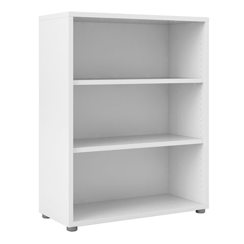 Prima Bookcase 2 Shelves in White — front view
