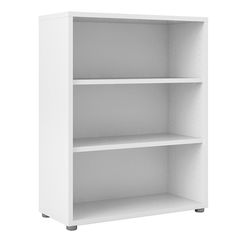 Prima Bookcase 2 Shelves in White — front view
