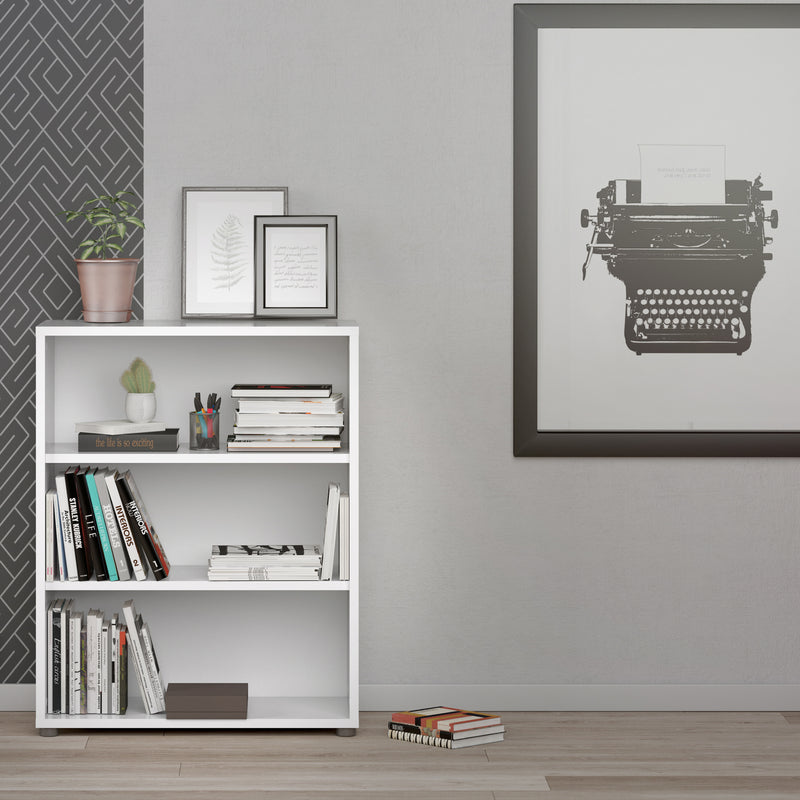 Prima Bookcase 2 Shelves in White — alternative angle