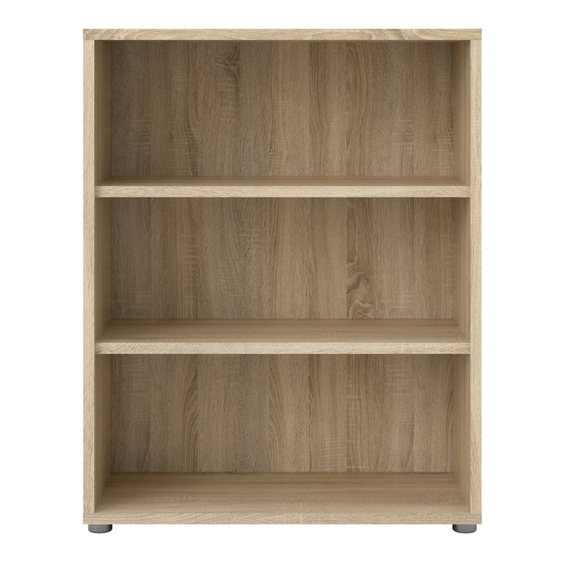 Prima Bookcase 2 Shelves in Oak — side angle