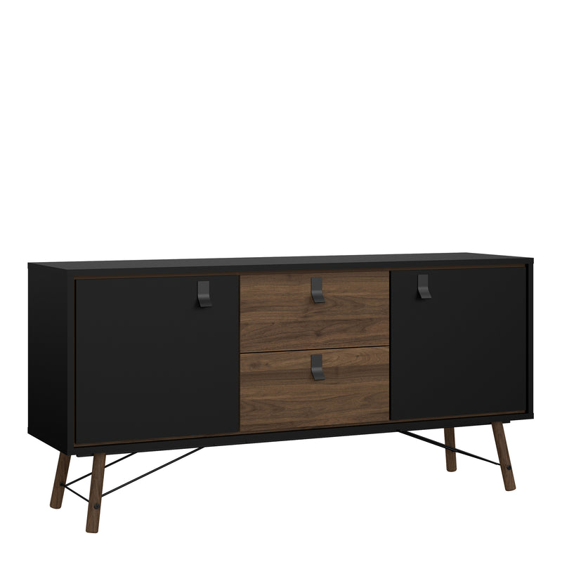 Ry Sideboard 2 Doors 2 Drawers in Matt Black Walnut — front view