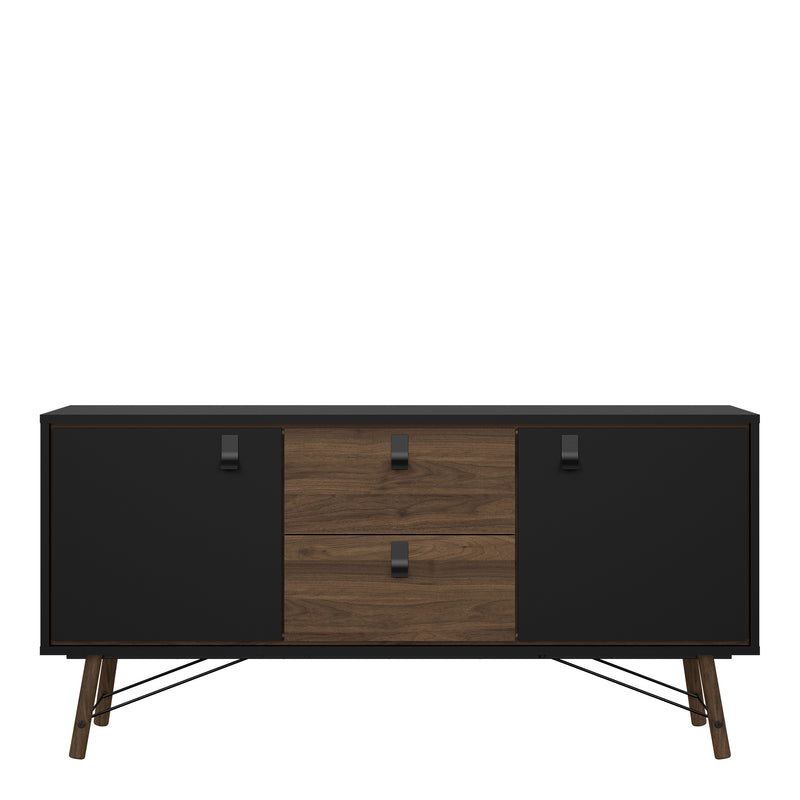 Ry Sideboard 2 Doors 2 Drawers in Matt Black Walnut — side angle