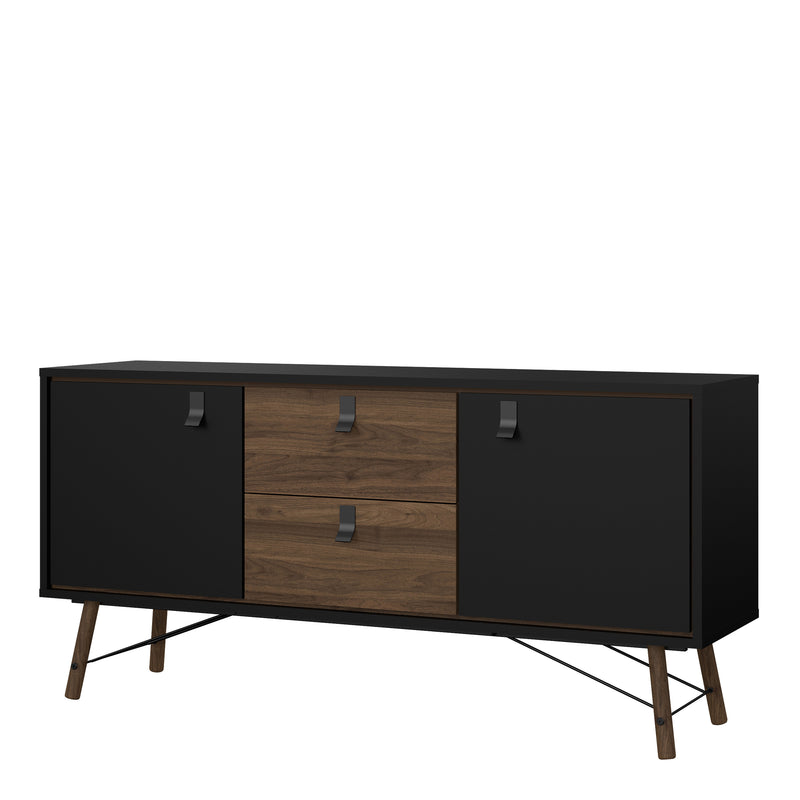 Ry Sideboard 2 Doors 2 Drawers in Matt Black Walnut — detail view