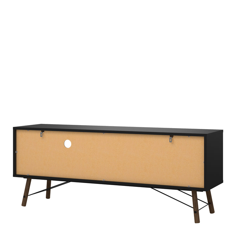Ry TV Unit 1 Door 1 Drawer in Matt Black Walnut — alternative angle