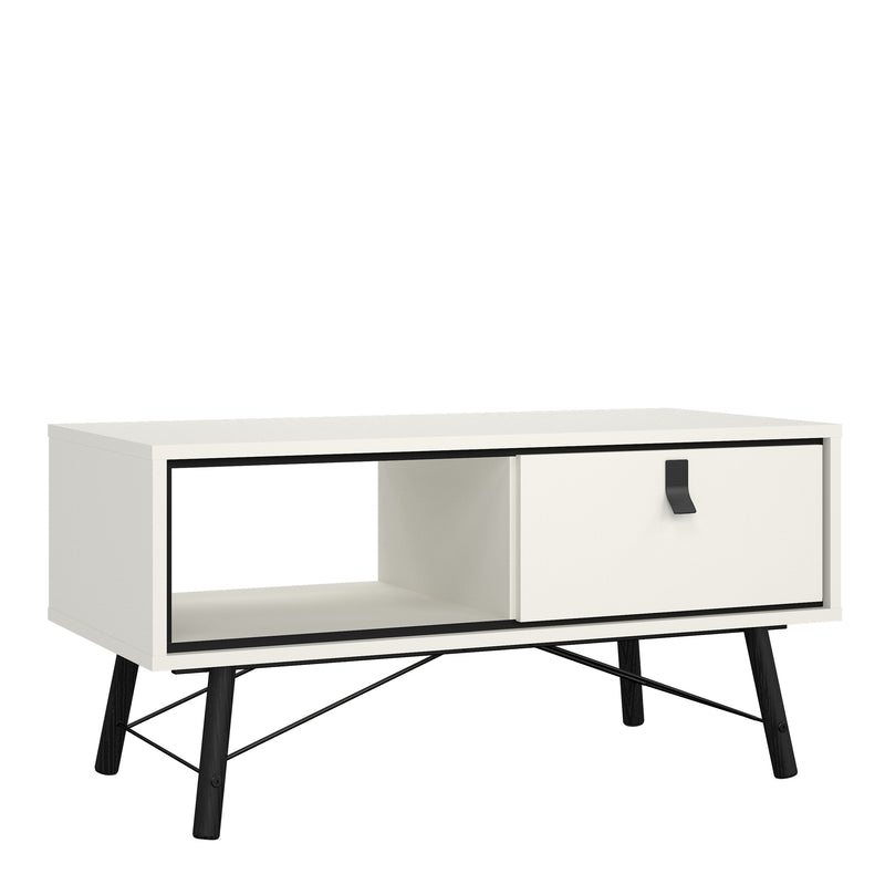 Ry Coffee Table with 1 Drawer in Matt White — front view