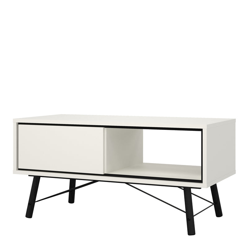 Ry Coffee Table with 1 Drawer in Matt White — alternative angle