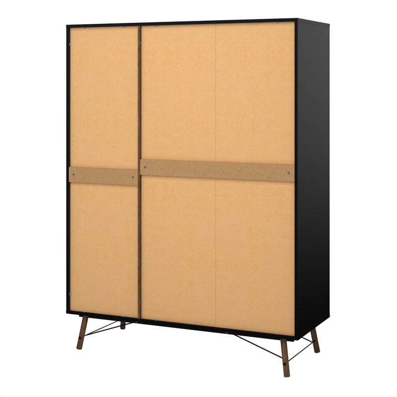 Ry Wardrobe 3 Doors 3 Drawers in Matt Black Walnut — alternative angle