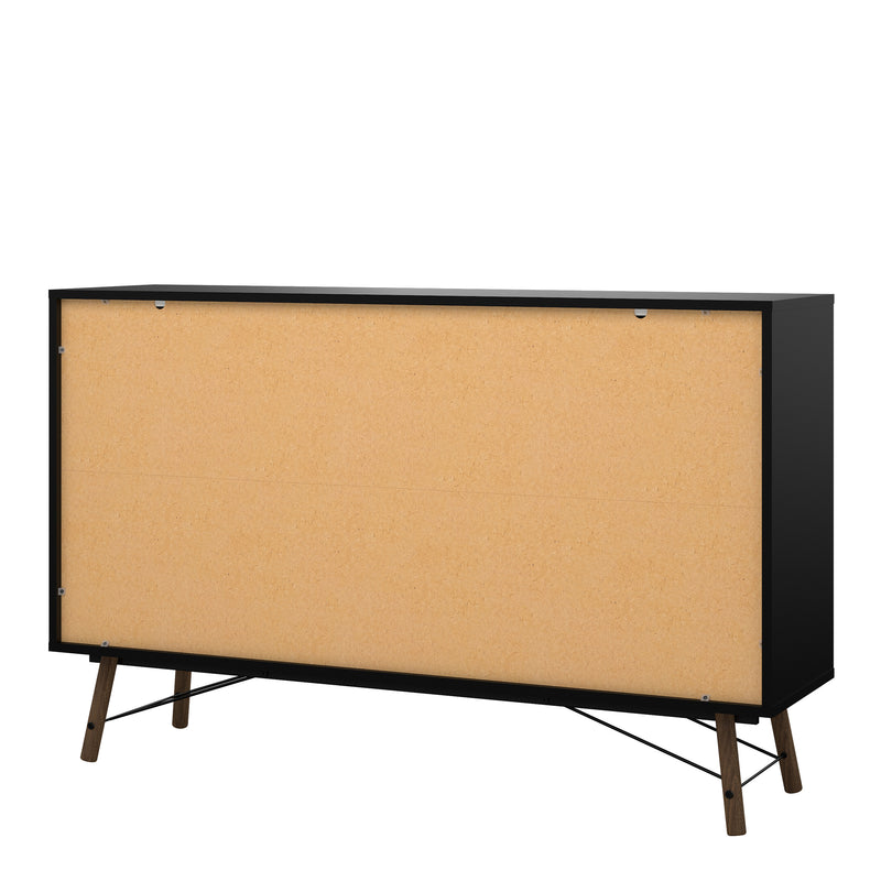 Ry Wide Double Chest of Drawers 6 Drawers in Matt Black Walnut — alternative angle