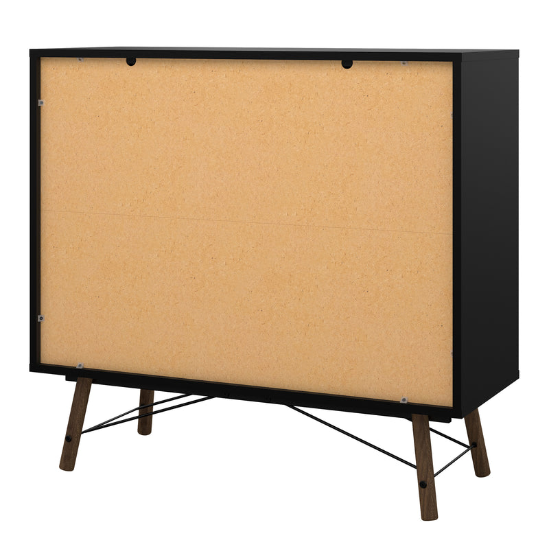 Ry Double Chest of Drawers 6 Drawers in Matt Black Walnut — alternative angle
